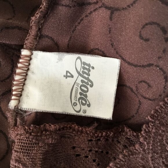 Infiore Italian Women Lingerie Taupe Lace-Trim Satin Slip Dress Lingerie 4 - Picture 7 of 10